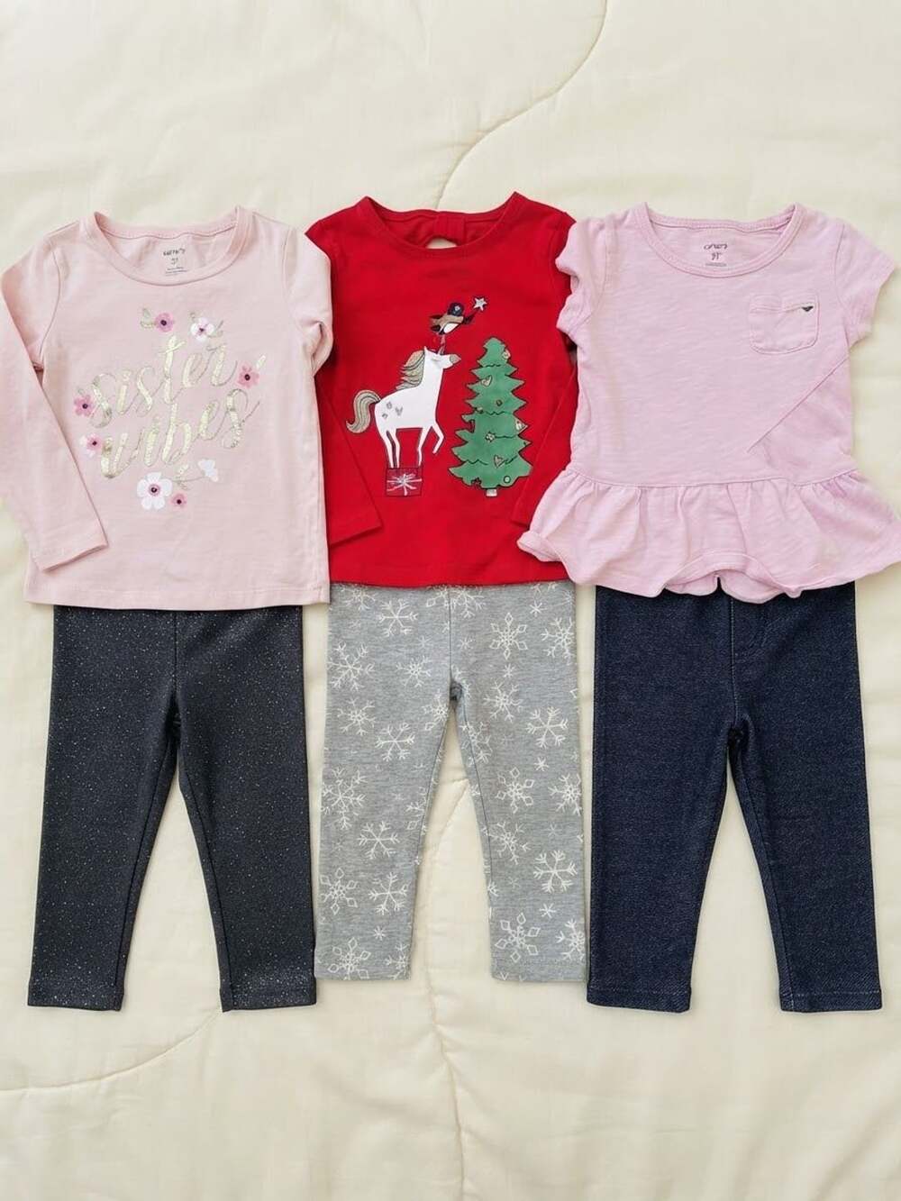 Carter's Toddler Girls 3-Piece Outfit Set Tops and Leggings Size 3T